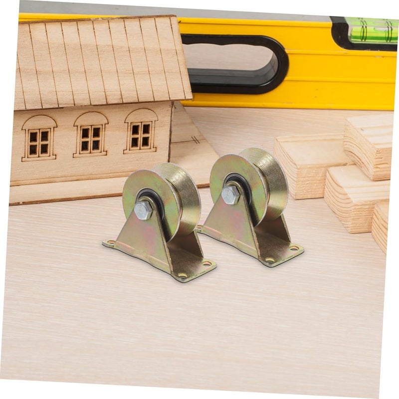 Stobaza 2Pcs Steel Pulley Block Single Wheel Wire Rope Rail For Ceiling Garage - Image 4